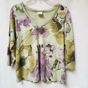 CMC Color me Cotton Floral Blouse Womens Medium Cottage Pullover USA Made